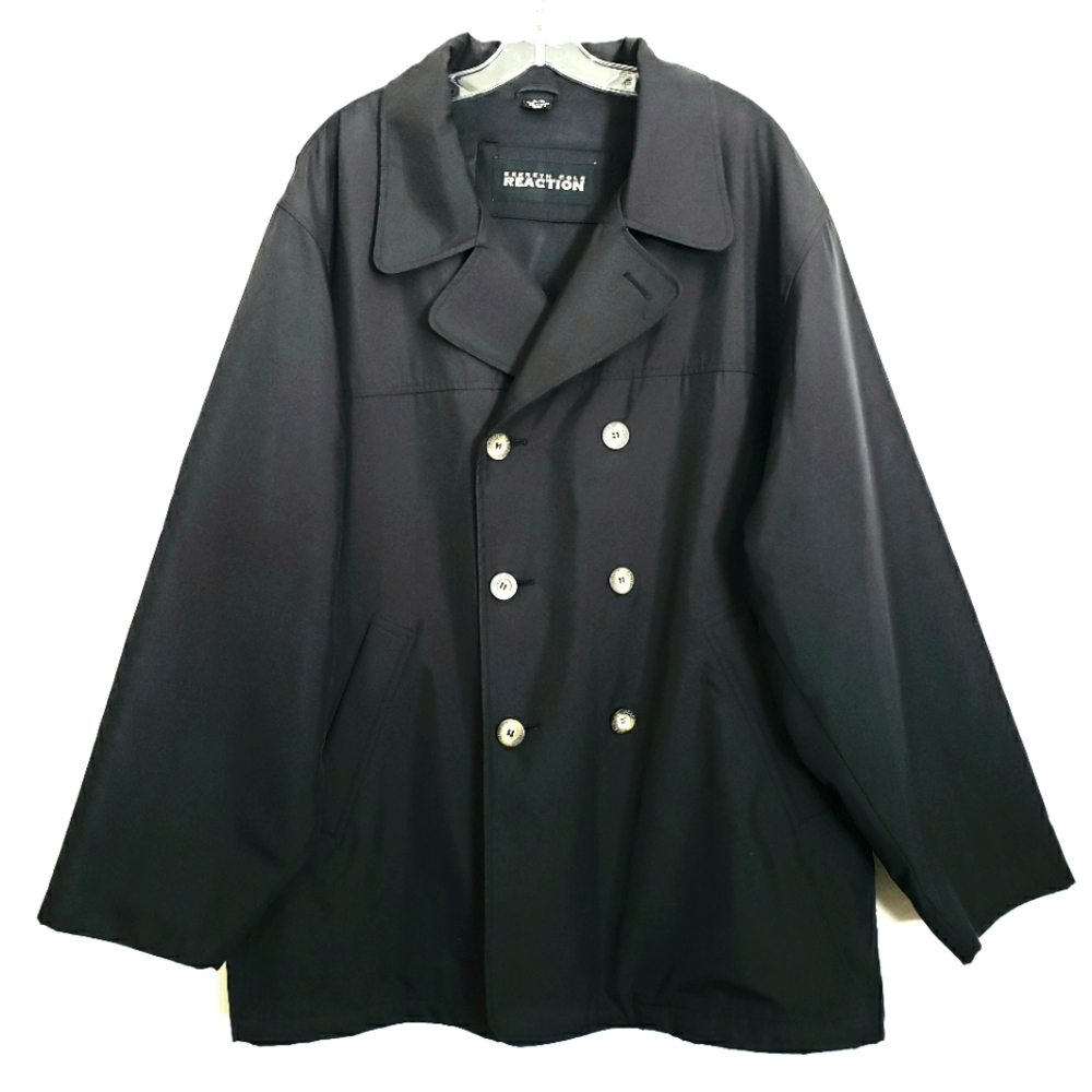 Nwot Kenneth Cole REACTION Double-breasted All Weather Black/Trench Jack…